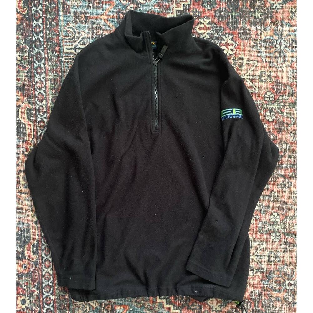 Vintage Eddie Bauer Ebtek 1/4 Zip Black Polartec Fleece, Men's Small